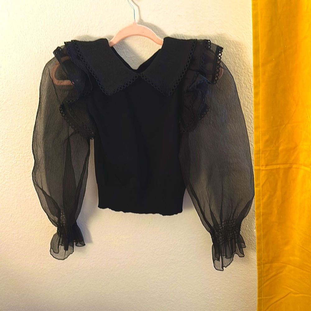 Black Zara Statement Top - Size: Small